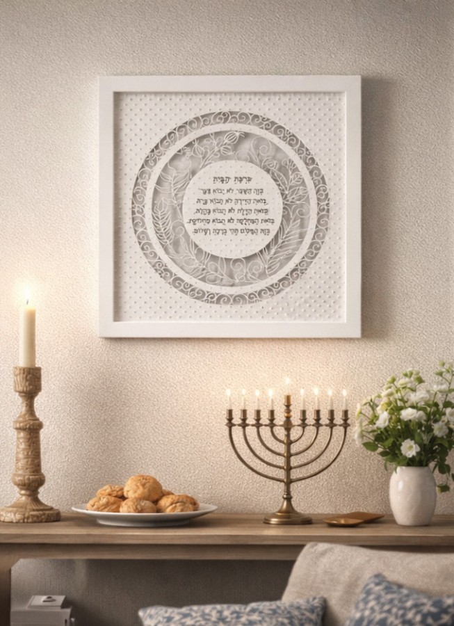 HEBREW HOME BLESSING ELEGANT PAPERCUT WALL ART 